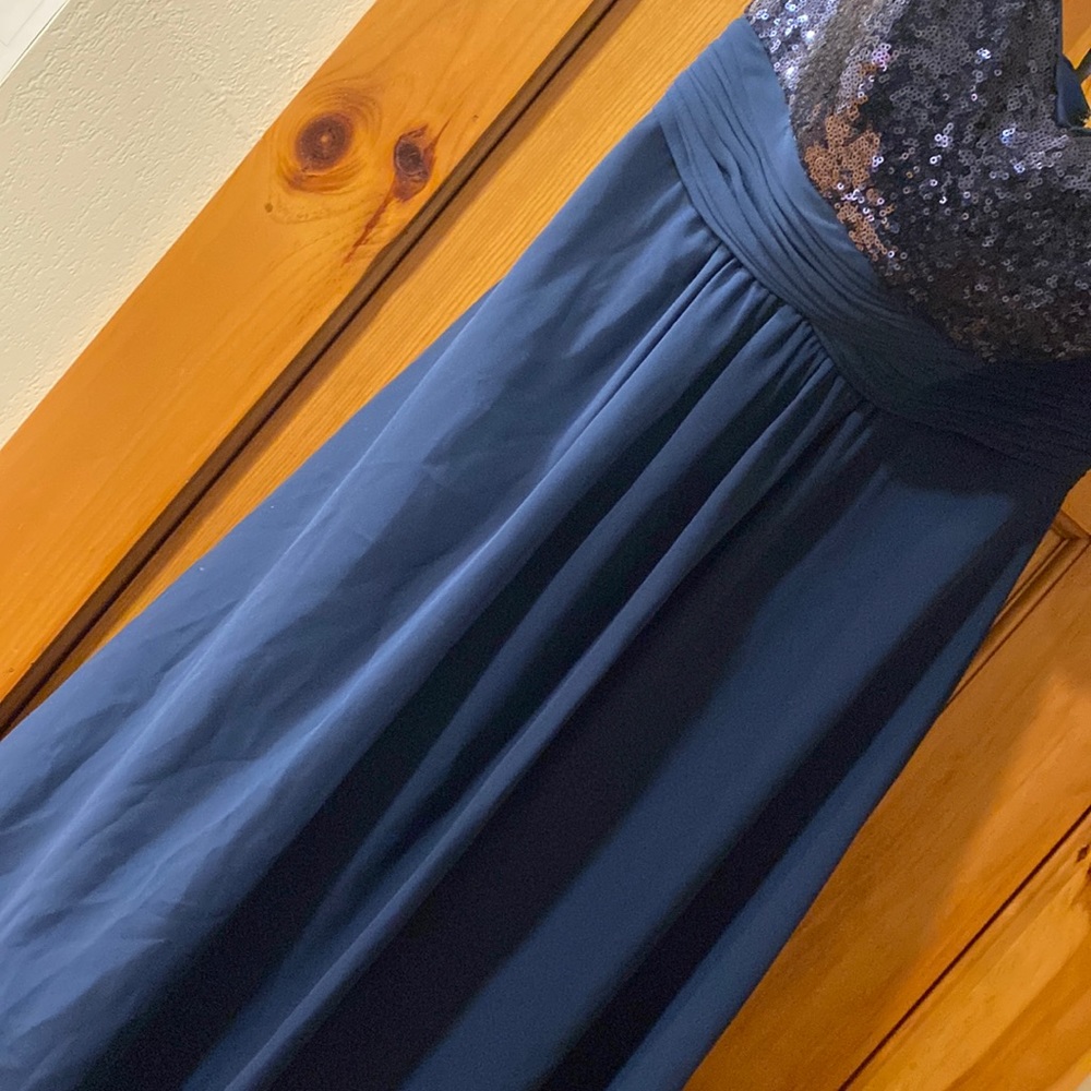 Marlene Joyce Dress  Bridesmaid Sweetheart Luxe Sequin Blue Navy Formal 6